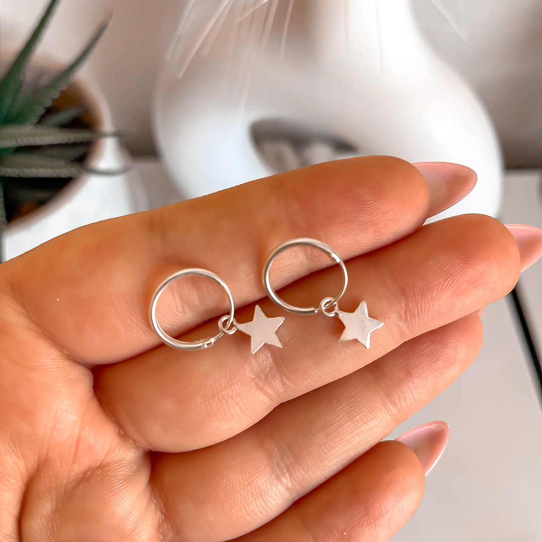 Argollas Dije Estrella 12 mm  1