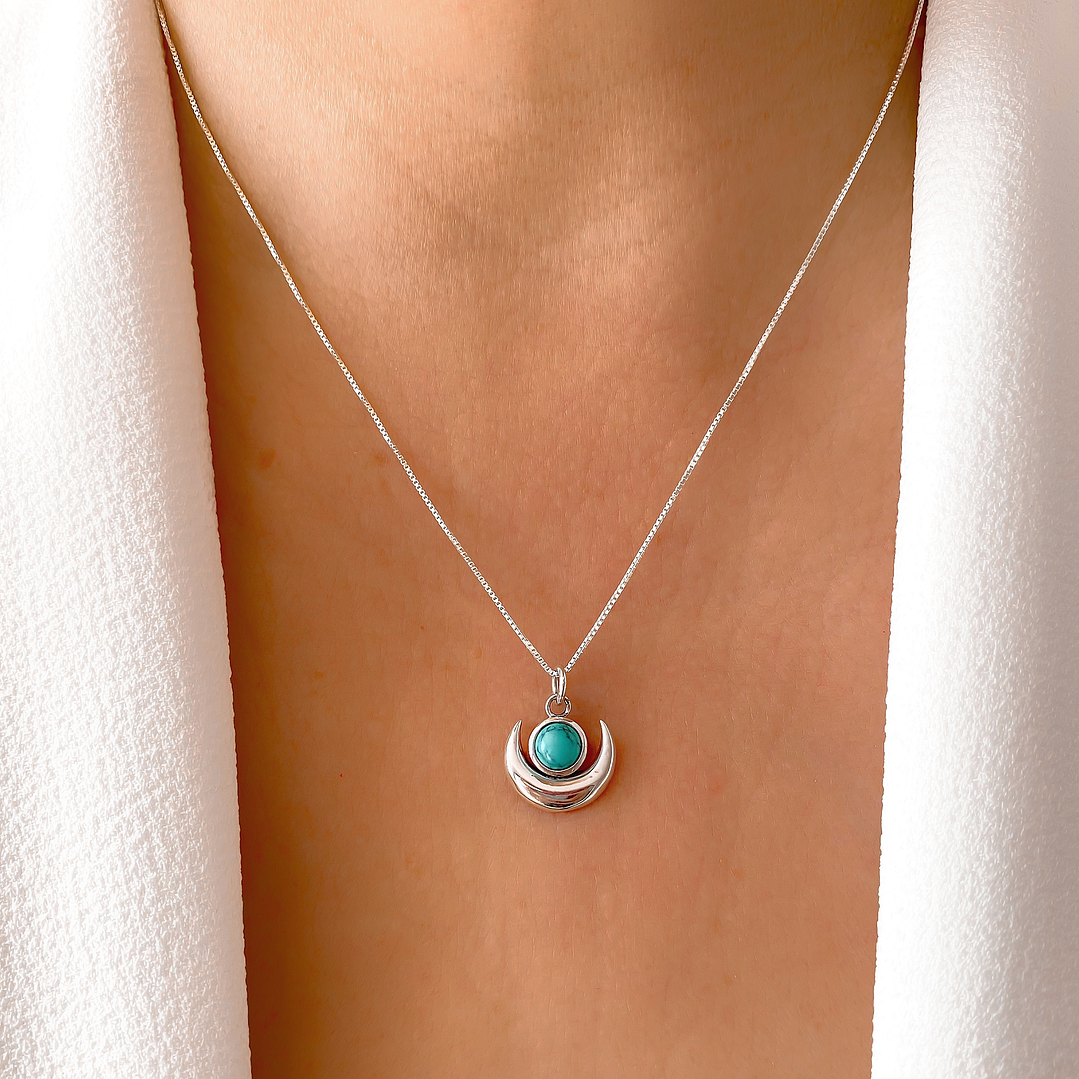 Collar Piedra Turquesa con Media Luna  1