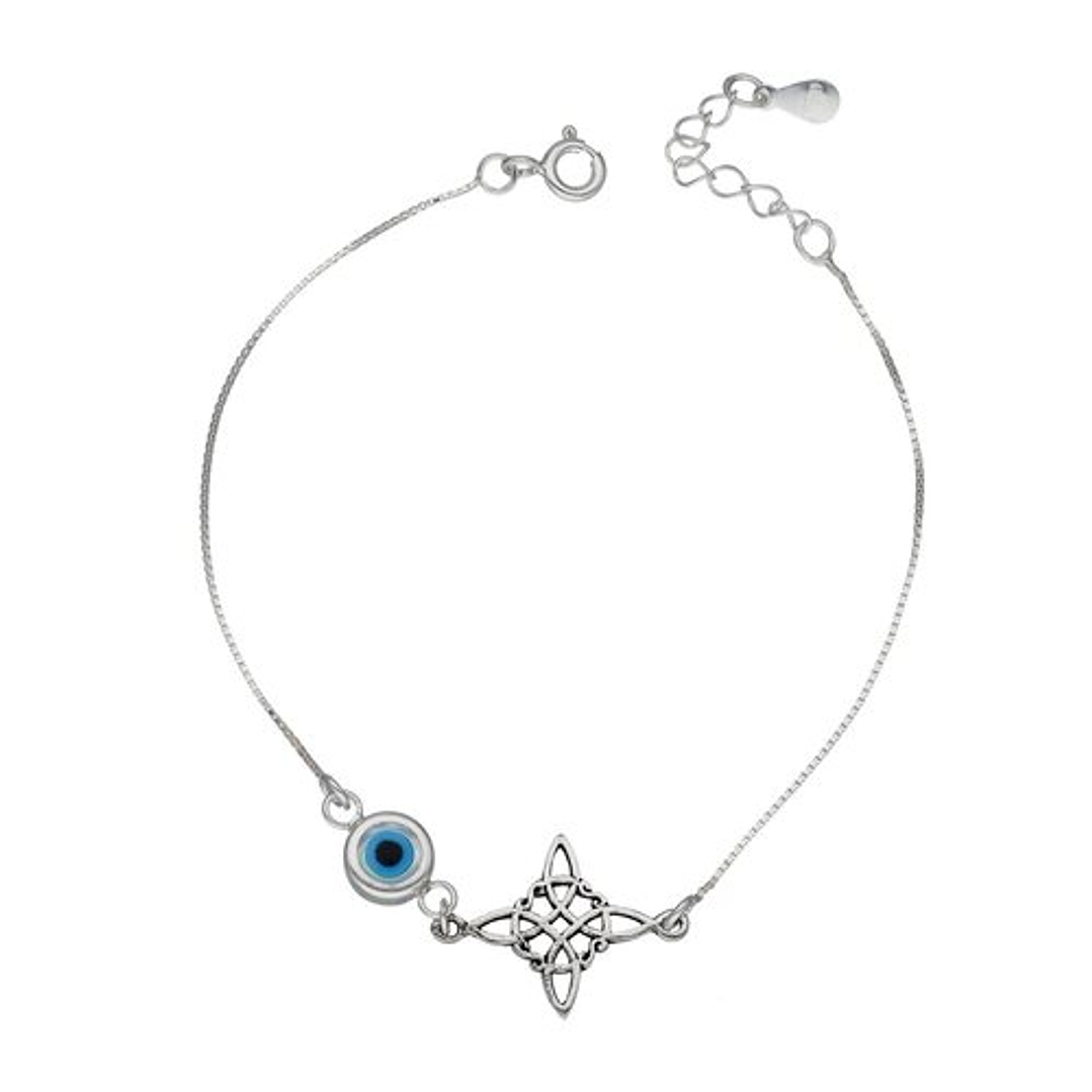 Pulsera Amuleto Nudo de Bruja y Ojo Turco Nácar 2