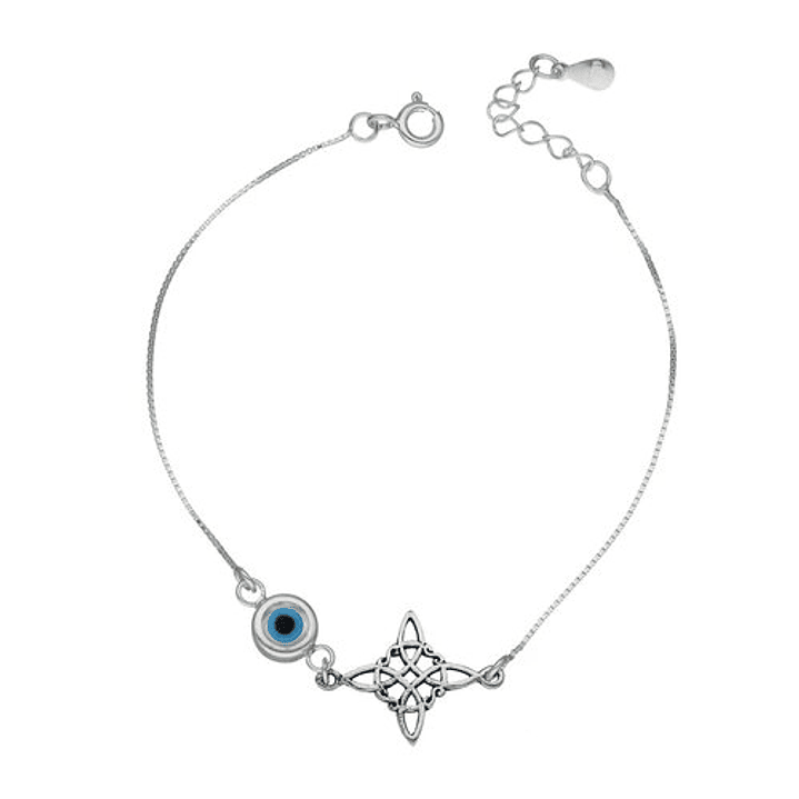 Pulsera Amuleto Nudo de Bruja y Ojo Turco Nácar 2