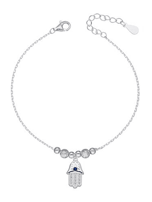 Pulsera Amuleto Mano de Fátima Zafiro y Circones con esferas