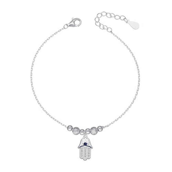 Pulsera Amuleto Mano de Fátima Zafiro y Circones con esferas 2