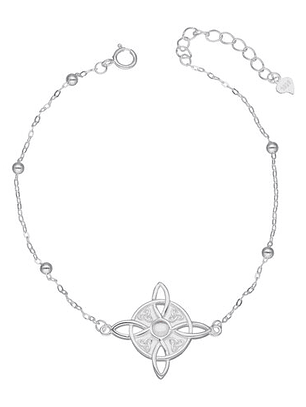 Pulsera Amuleto Nudo de Bruja con Piedra Luna y Triquetas