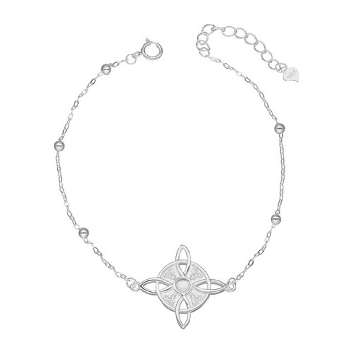 Pulsera Amuleto Nudo de Bruja con Piedra Luna y Triquetas 2