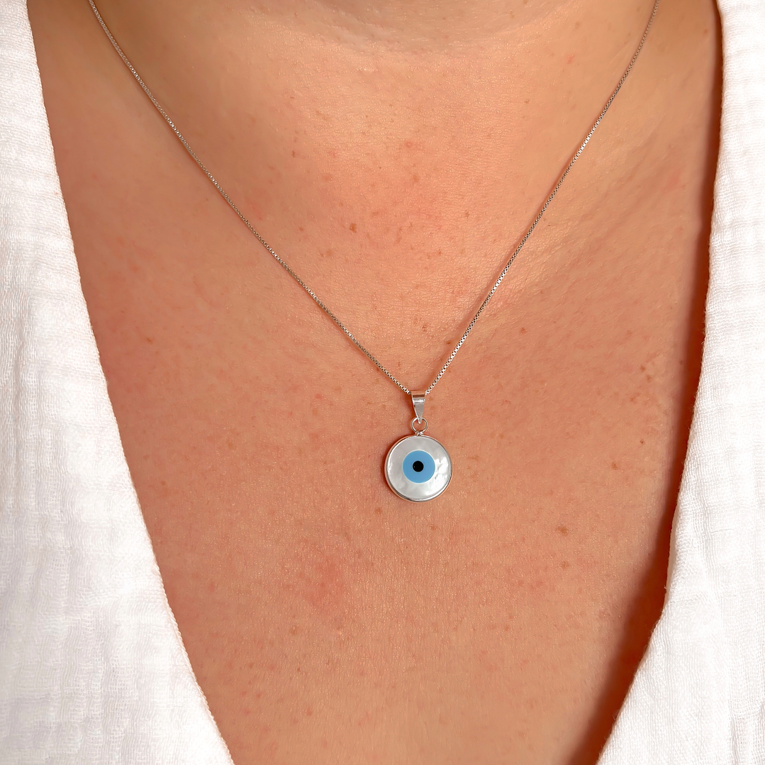 Collar Medalla Ojo Turco Nacar  1