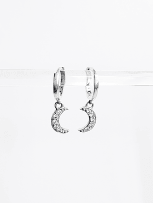 Aros Argollas Huggie Media Luna con Circones 10 MM
