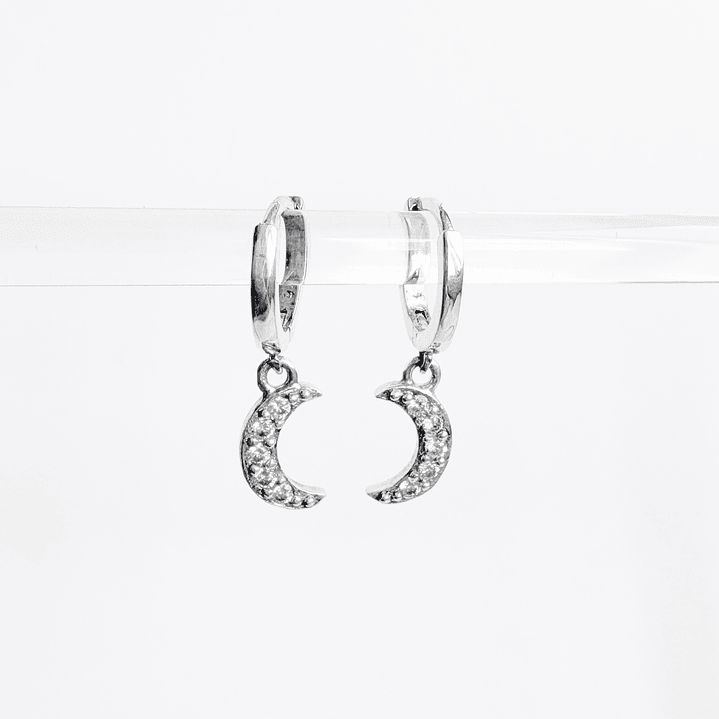 Aros Argollas Huggie Media Luna con Circones 10 MM 2