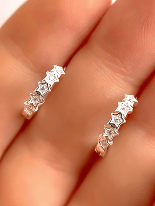 Argollas Huggie Estrellas Circones 13 mm 