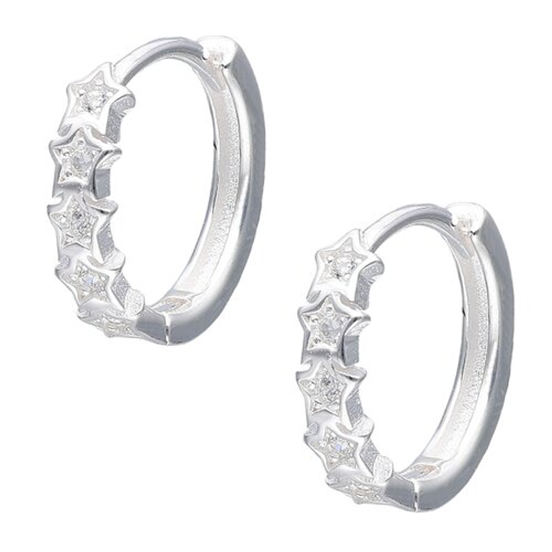 Argollas Huggie Estrellas Circones 13 mm  3
