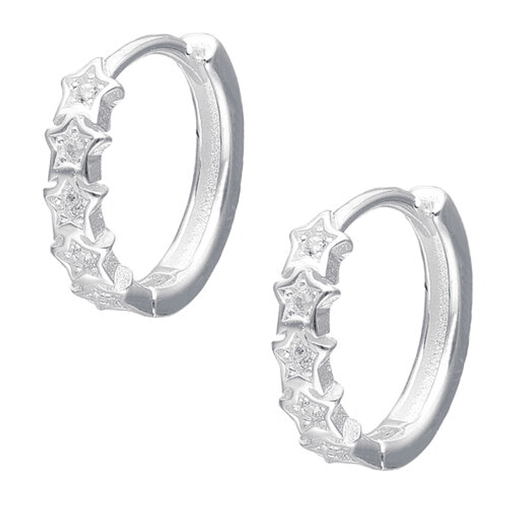 Argollas Huggie Estrellas Circones 13 mm  3
