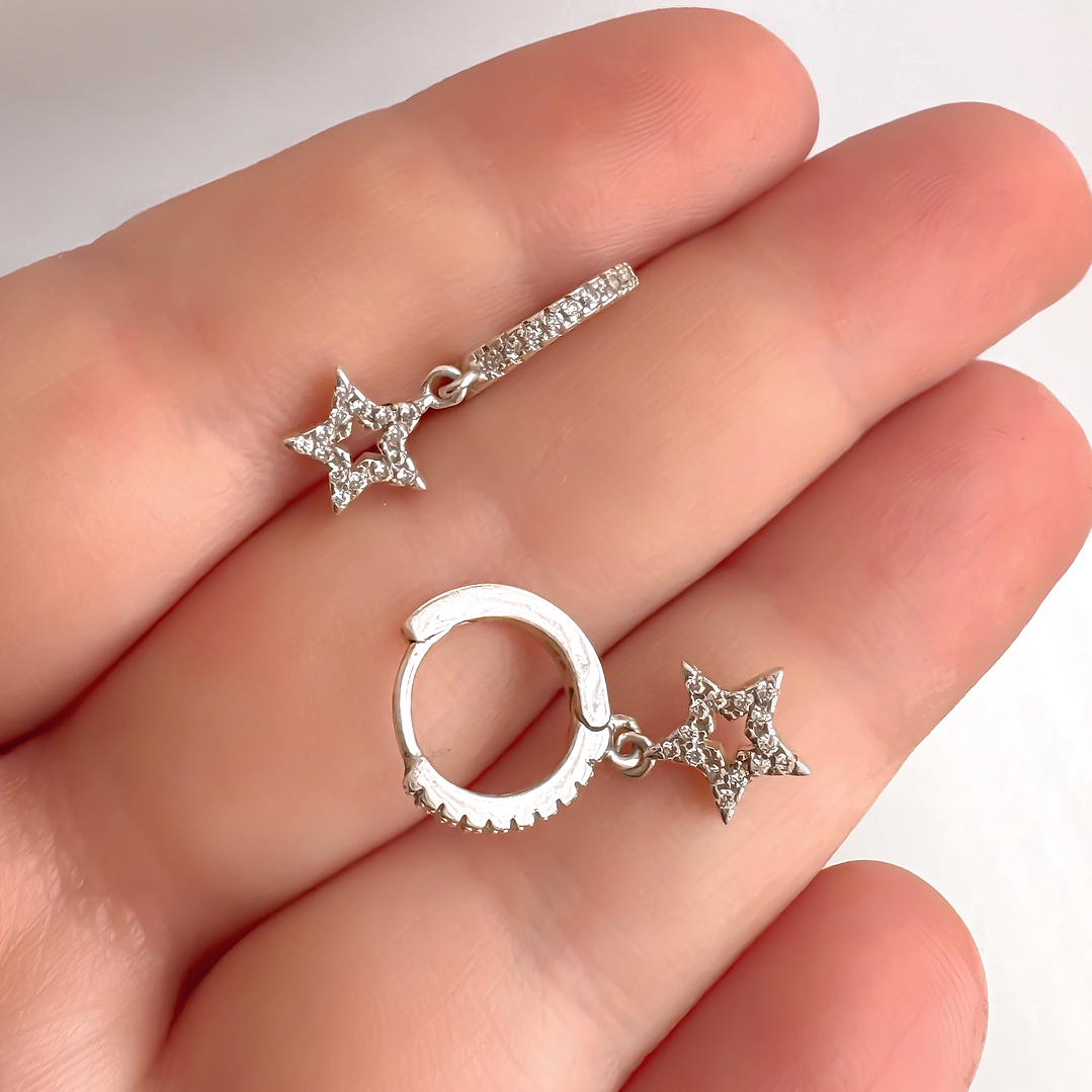 Argollas Huggie Estrella Microcircones 11 mm  1