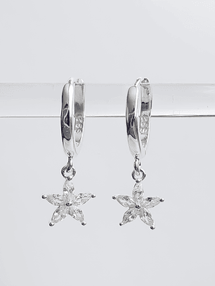 Argollas Huggie Flor Circón 12 mm 