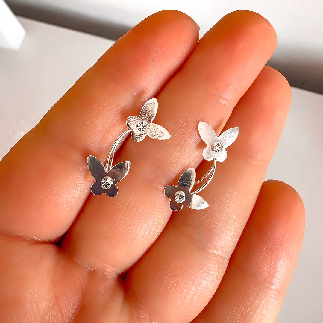 Aros Trepadores Mariposas con Circón  1