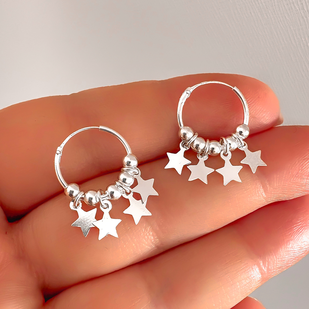 Argollas Multi Estrellas y Esferas 14 mm  1