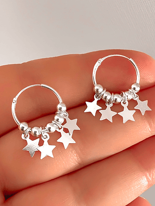 Argollas Multi Estrellas y Esferas 14 mm 