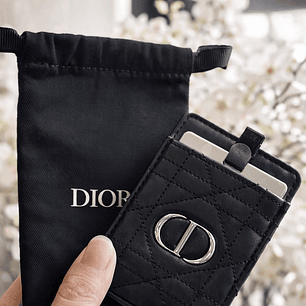 NUEVO ESPEJO COMPACTO DIOR SILVER ROUGE BALM CON ESTUCHE DE PIEL SINTETICA NEGRA CON EL LOGOTIPO EN CAJA