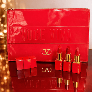 SET VALENTINO - CLUTCH CHAROL - TRIO MINI ROSSO LIPSTICK