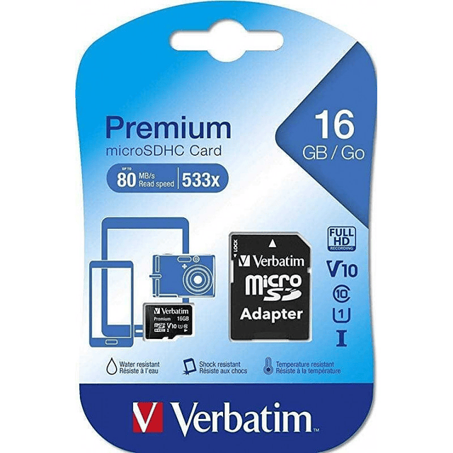 Micro SD Verbatim 16GB Class 10