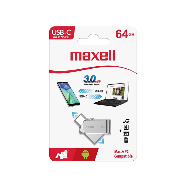 Pendrive Maxell 64Gb USB 3.0 OTG Tipo-C