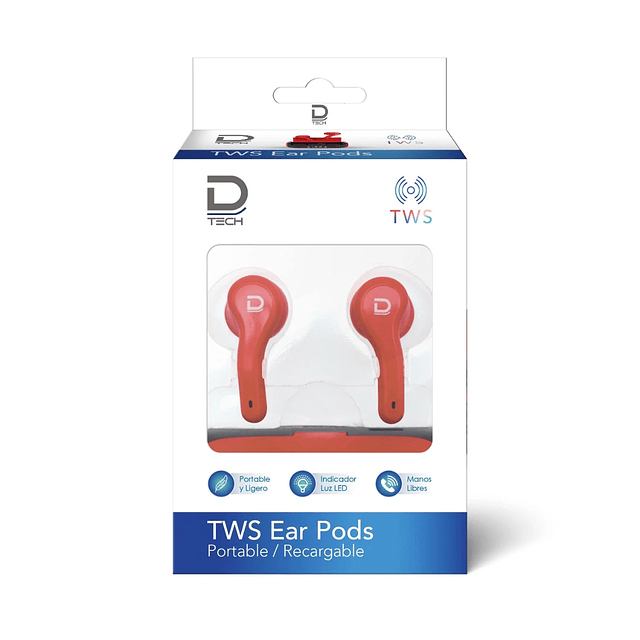 Ear Pods TWS Bluetooth 5.0 Data.com - Rojo