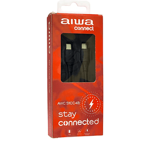 Cable Aiwa USB Tipo-C a Tipo-C 1.2 Metros – Carga Rápida 60W con Protección de Sobrecorriente | Modelo AWCS1CC4B