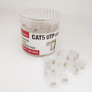 Pack 100 Conectores RJ45 Cat5e  Transparente – Conexión estable y de alto rendimiento