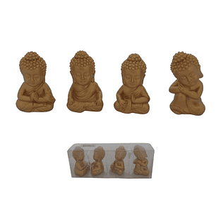 🧘‍♂️ Set De 4 Mini Budas Dorados de 6 cm 🪔✨