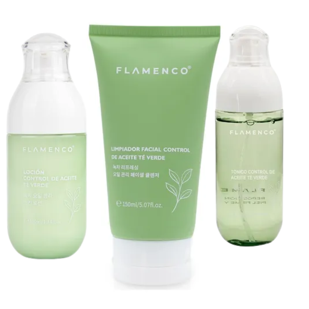 Kit Cuidado Facial Flamenco Línea Te Verde Control De Aceite 1