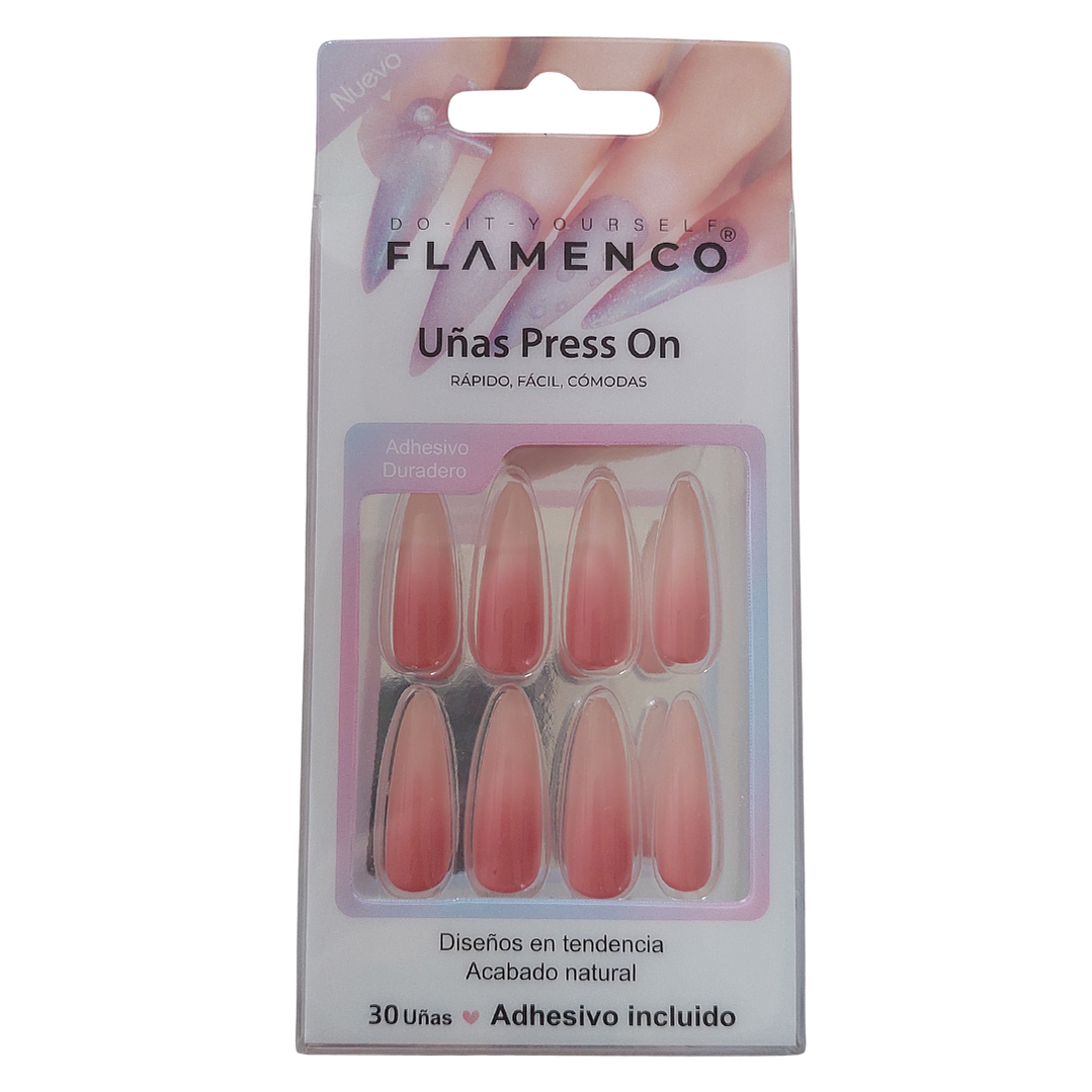 Uñas Press On Autoadhesivas Acabado Natural Rosa Difuminado 1