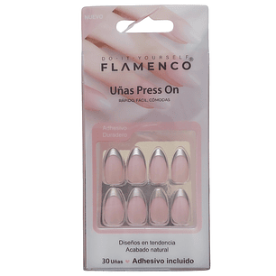 Uñas Press On Acabado Natural Francesa Plateadas Plateado Lisa