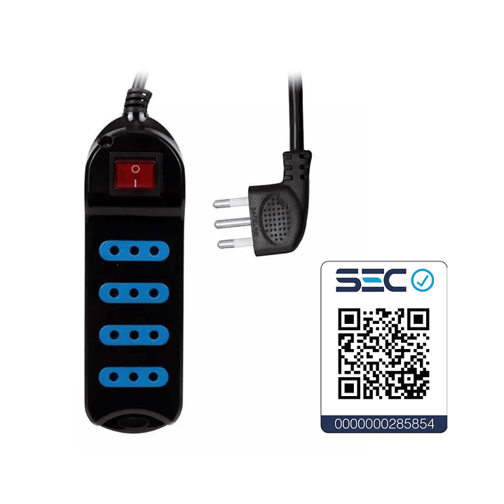 Alargador Philco XT30 – 4 Posiciones con Switch | 3 Metros | Color Negro 1