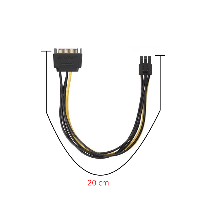 CABLE ADAPTADOR SATA 15 PIN A PCI-E / 6 PIN 20CM 4
