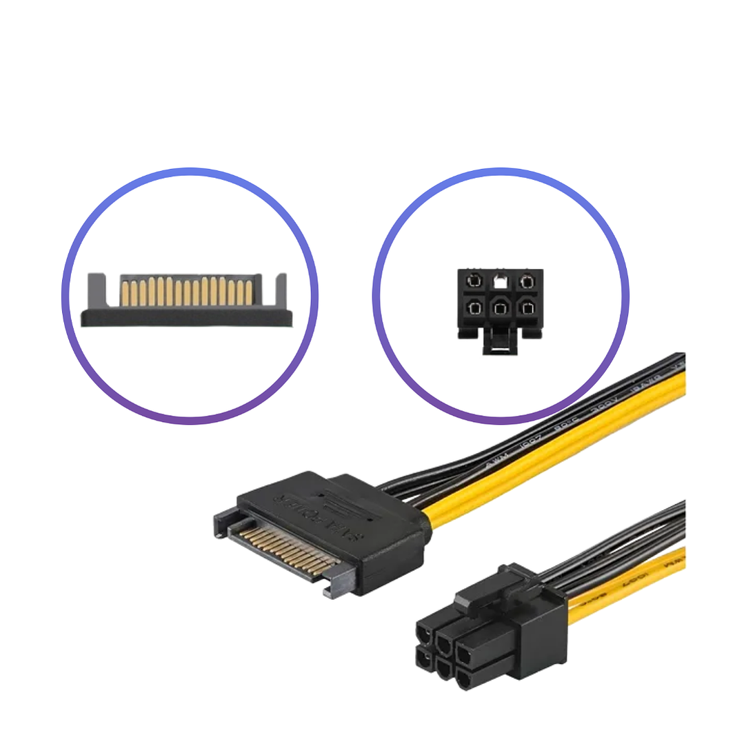 CABLE ADAPTADOR SATA 15 PIN A PCI-E / 6 PIN 20CM 3