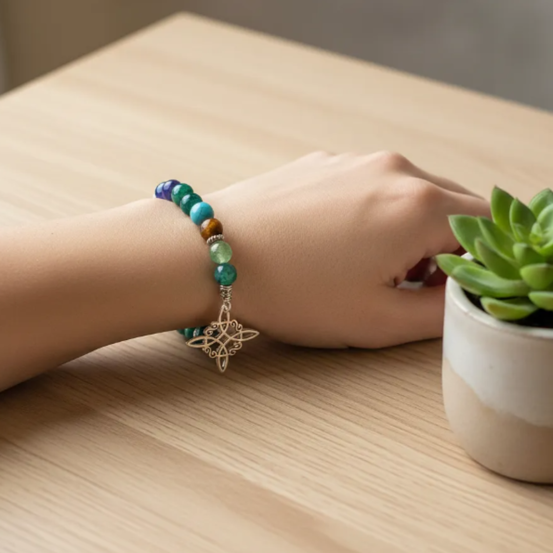 Pulsera de Siete Chakras con Colgante Nudo de Brujas – Energía Positiva y Armonía Espiritual 4