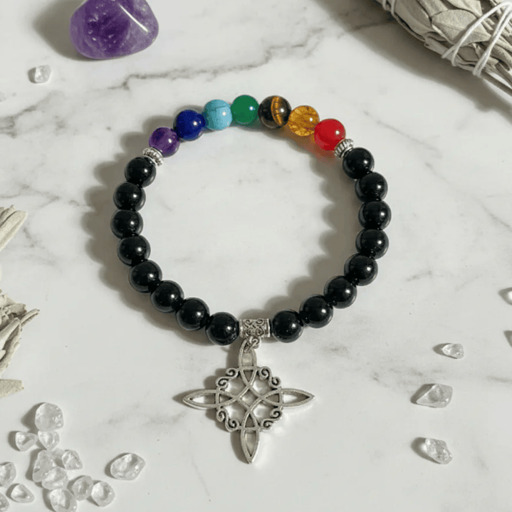 Pulsera de Siete Chakras con Colgante Nudo de Brujas – Energía Positiva y Armonía Espiritual 22