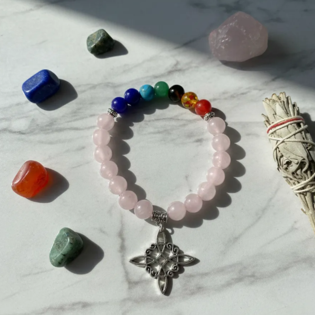 Pulsera de Siete Chakras con Colgante Nudo de Brujas – Energía Positiva y Armonía Espiritual 16