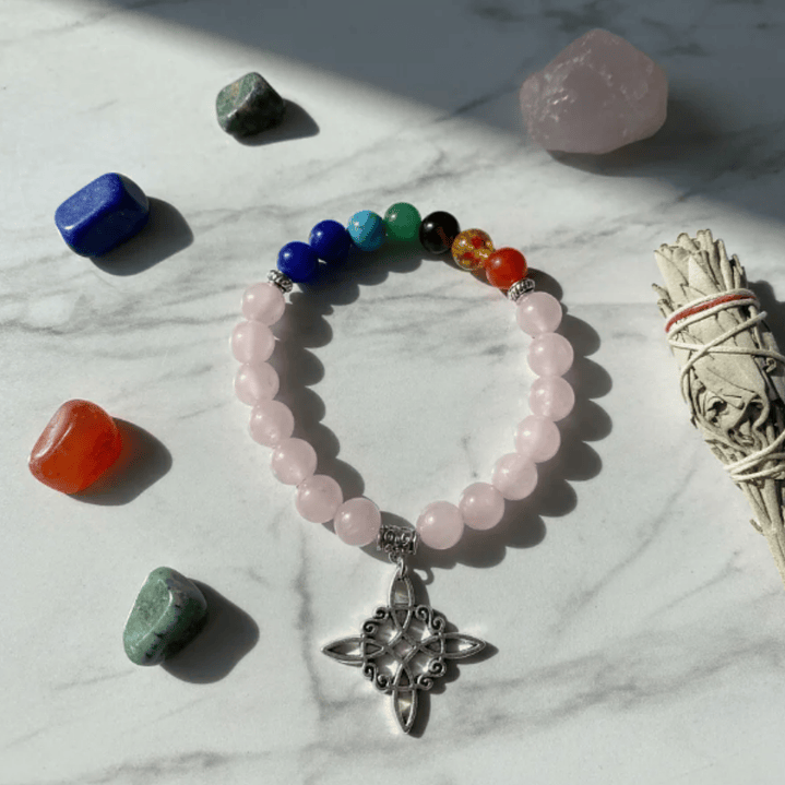 Pulsera de Siete Chakras con Colgante Nudo de Brujas – Energía Positiva y Armonía Espiritual 16