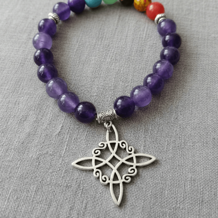 Pulsera de Siete Chakras con Colgante Nudo de Brujas – Energía Positiva y Armonía Espiritual 8