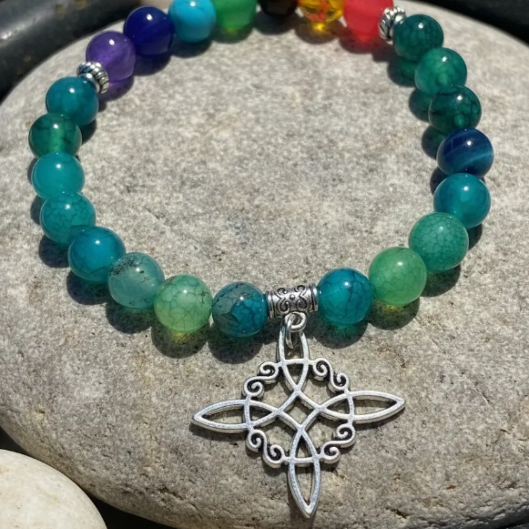 Pulsera de Siete Chakras con Colgante Nudo de Brujas – Energía Positiva y Armonía Espiritual 2