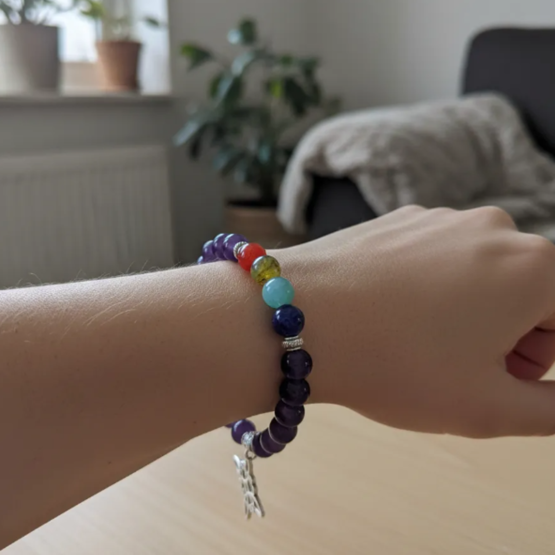 Pulsera de Siete Chakras con Colgante Nudo de Brujas – Energía Positiva y Armonía Espiritual 12