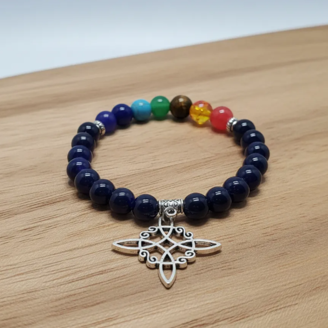 Pulsera de Siete Chakras con Colgante Nudo de Brujas – Energía Positiva y Armonía Espiritual 23