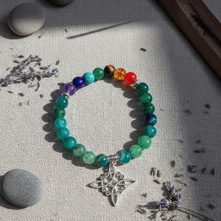 Pulsera de Siete Chakras con Colgante Nudo de Brujas – Energía Positiva y Armonía Espiritual 3