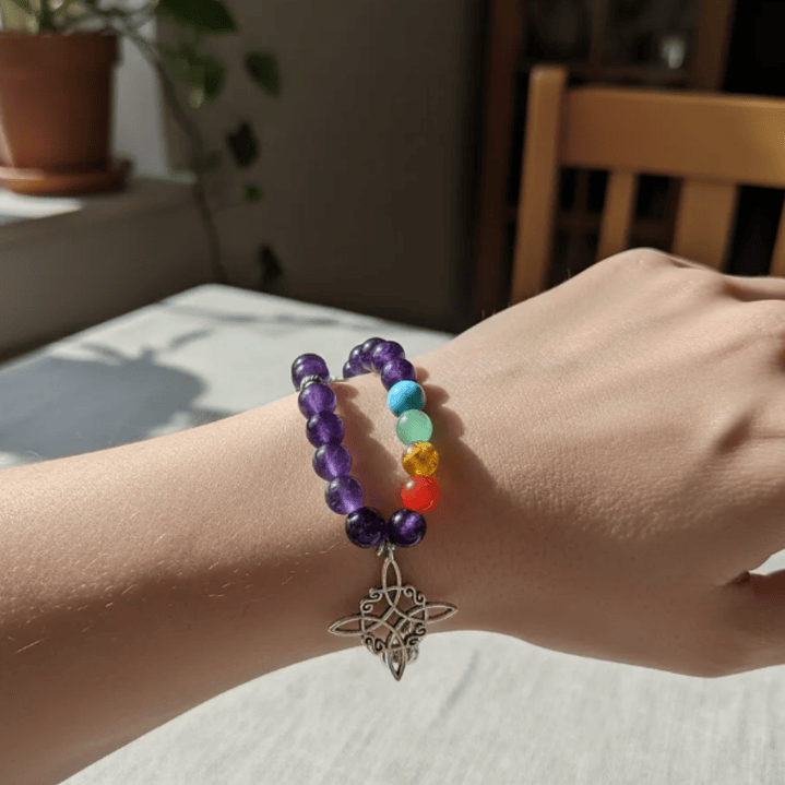 Pulsera de Siete Chakras con Colgante Nudo de Brujas – Energía Positiva y Armonía Espiritual 15