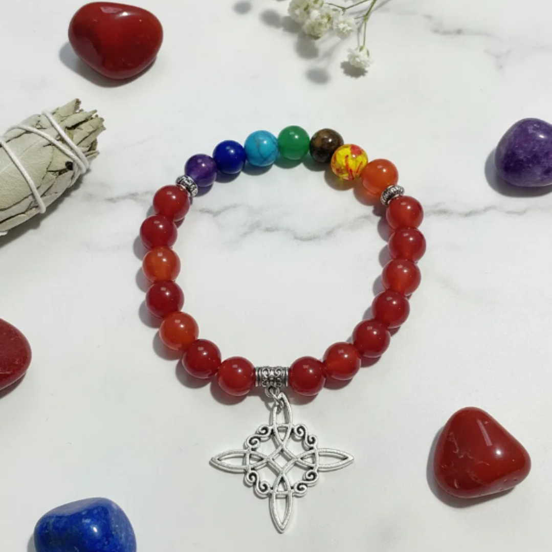Pulsera de Siete Chakras con Colgante Nudo de Brujas – Energía Positiva y Armonía Espiritual 24