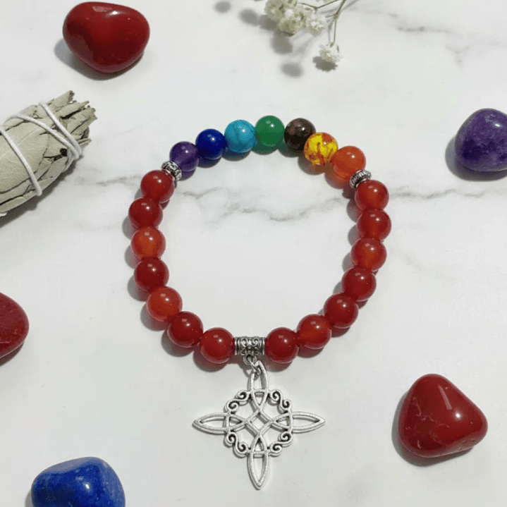 Pulsera de Siete Chakras con Colgante Nudo de Brujas – Energía Positiva y Armonía Espiritual 24