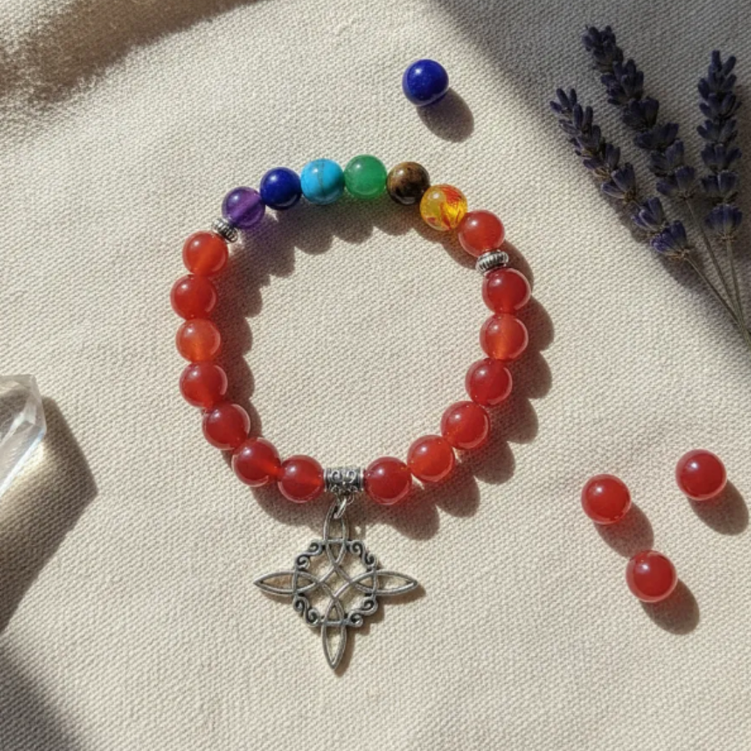 Pulsera de Siete Chakras con Colgante Nudo de Brujas – Energía Positiva y Armonía Espiritual 25