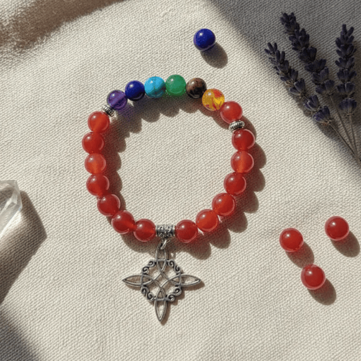 Pulsera de Siete Chakras con Colgante Nudo de Brujas – Energía Positiva y Armonía Espiritual 25