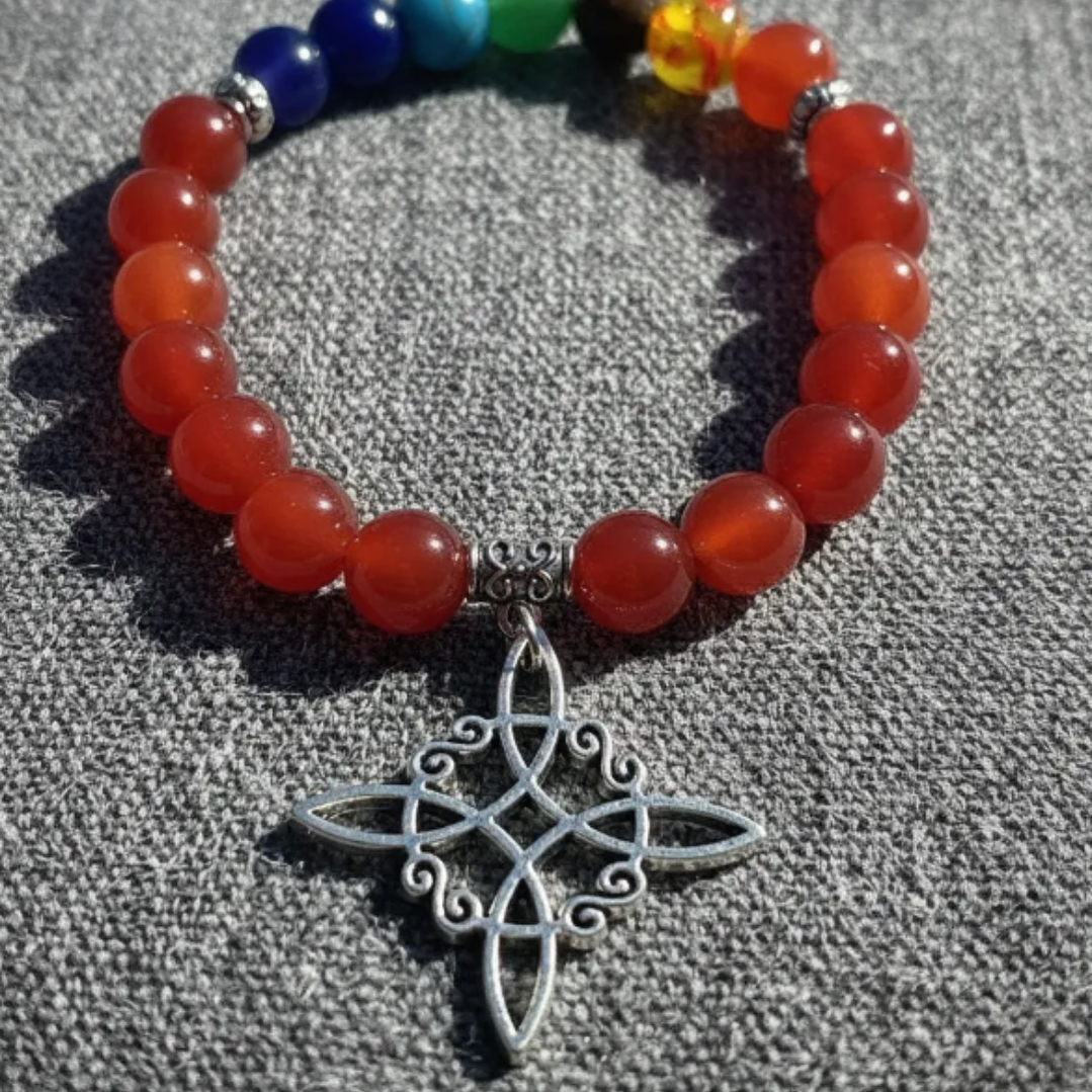 Pulsera de Siete Chakras con Colgante Nudo de Brujas – Energía Positiva y Armonía Espiritual 26
