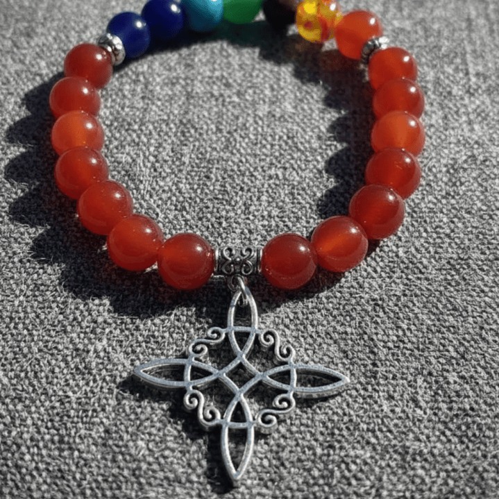 Pulsera de Siete Chakras con Colgante Nudo de Brujas – Energía Positiva y Armonía Espiritual 26