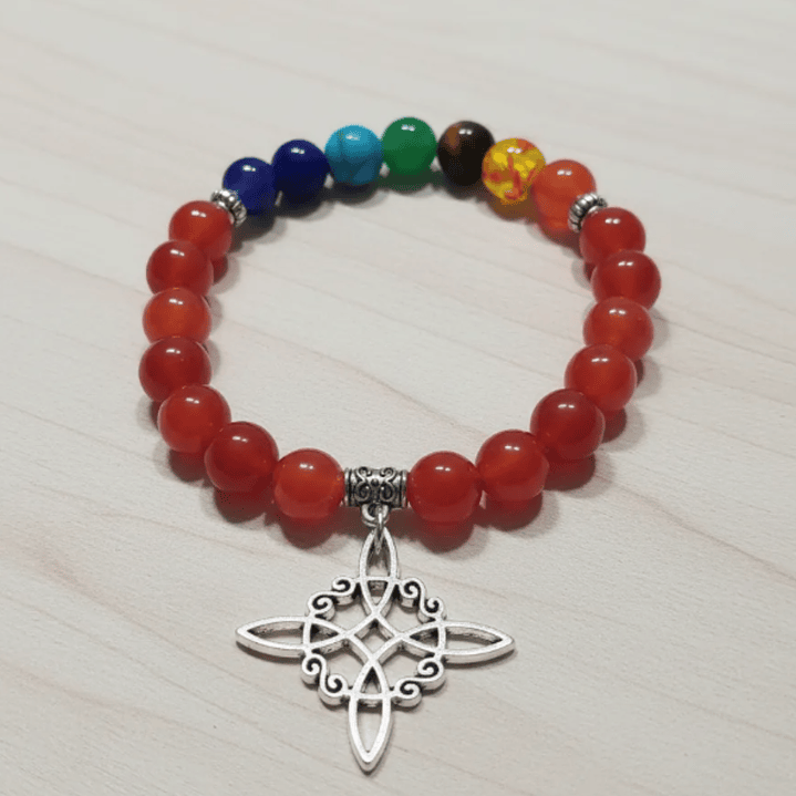 Pulsera de Siete Chakras con Colgante Nudo de Brujas – Energía Positiva y Armonía Espiritual 27